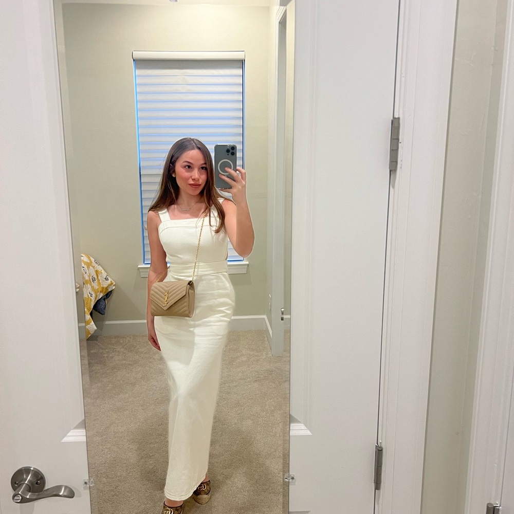 White jean maxi dress